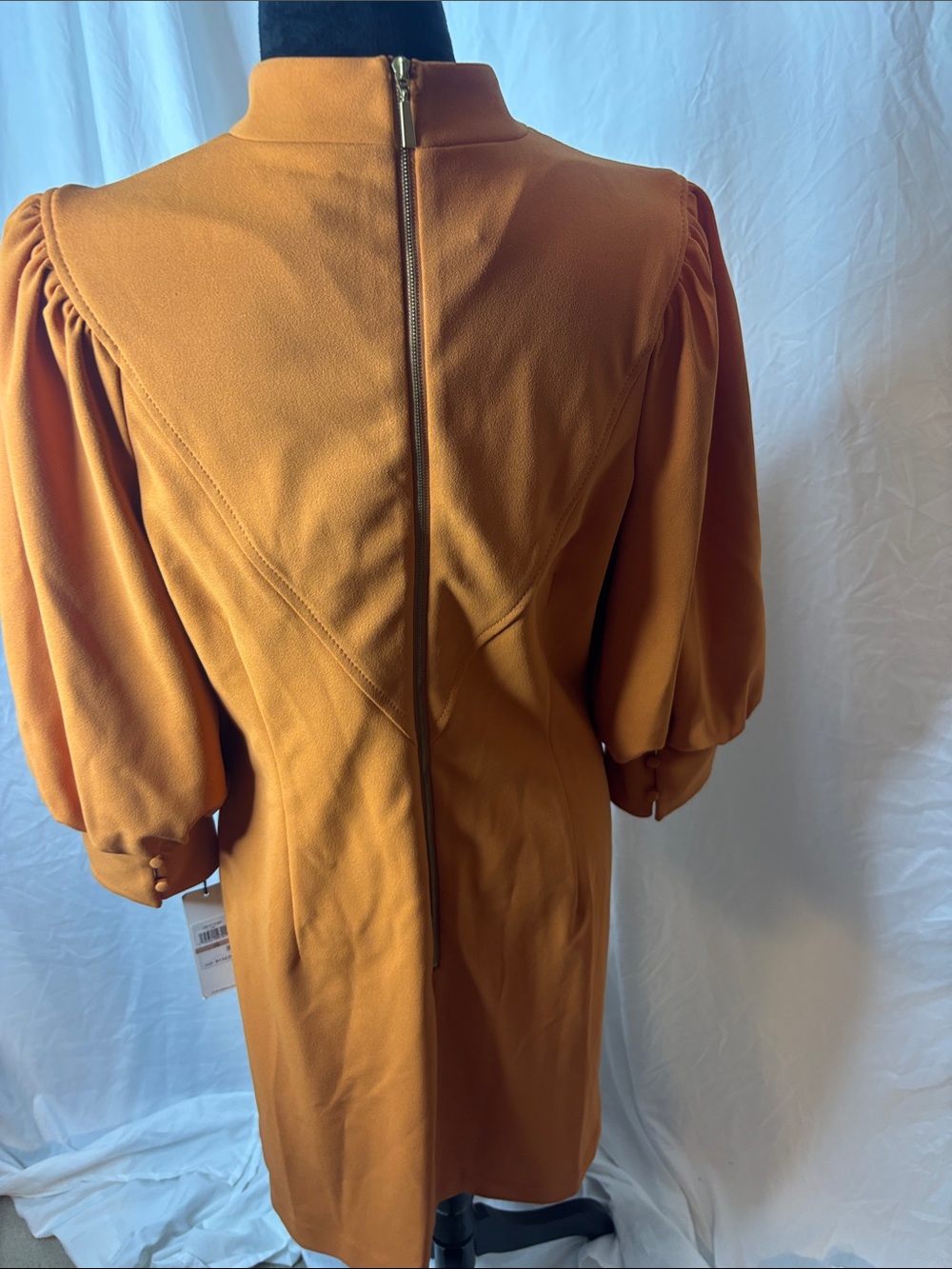 Calvin Klein Orange Puff-Sleeve Mini Dress - Picture 7 of 11